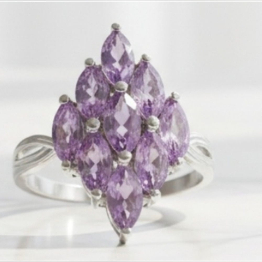Tanzanite Cluster Sterling Silver Karis Collection Ring